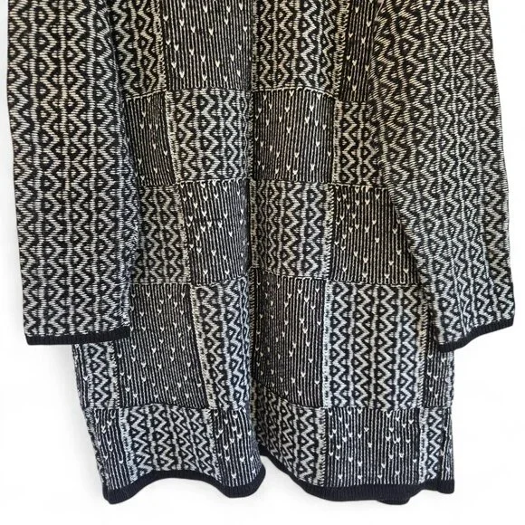 J. Jill Womens Black & White Patchwork Open Front Long Cardigan Sweater Large - Picture 9 of 15